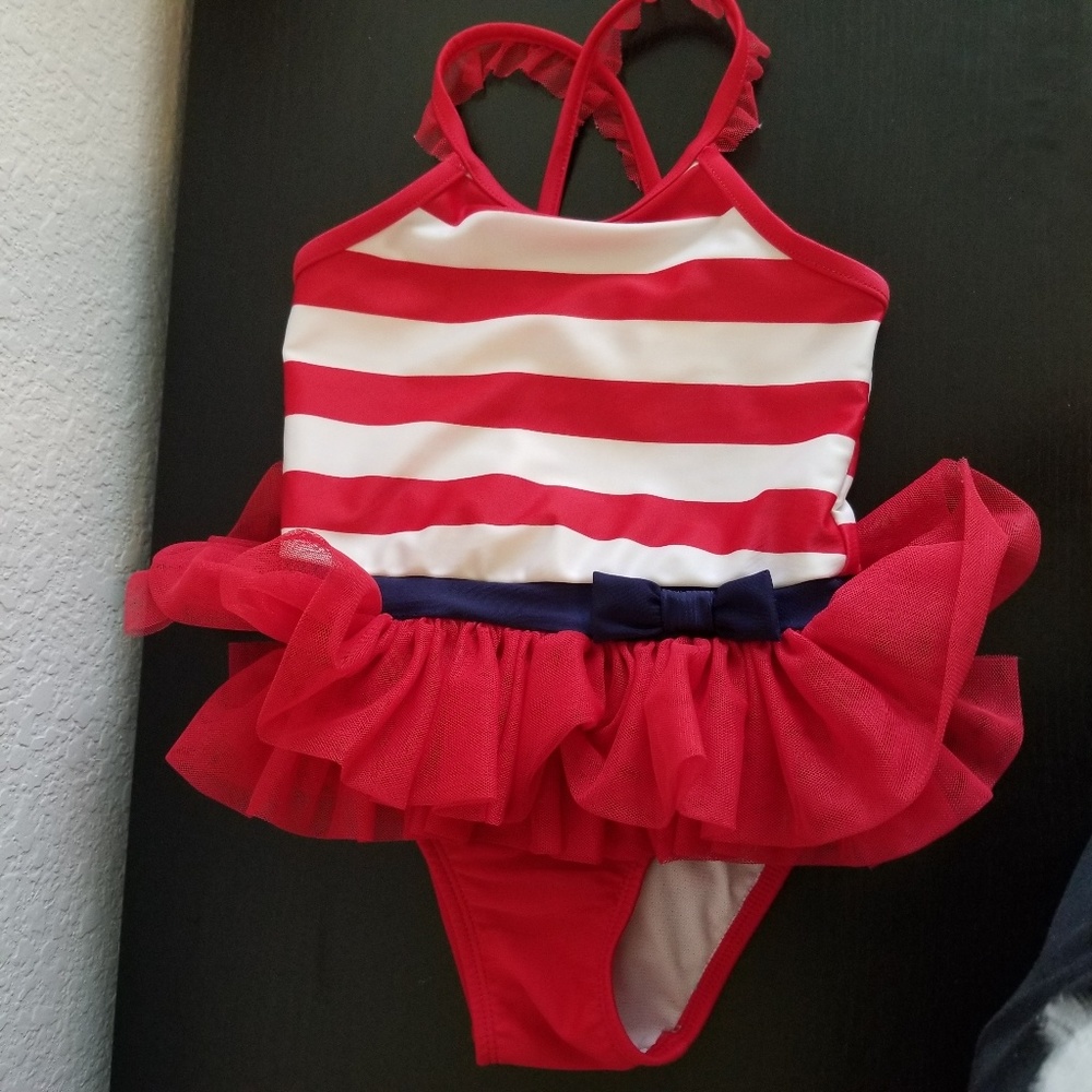 Cat  & Jack toddler girl striped 1 piece swimsuit